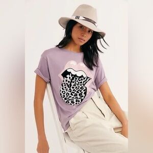 Daydreamer x Free People Rolling Stoners Velvet Leopard Print Tongue T